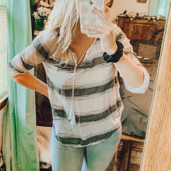 Sonoma Tops - Sonoma // White & blue striped blouse